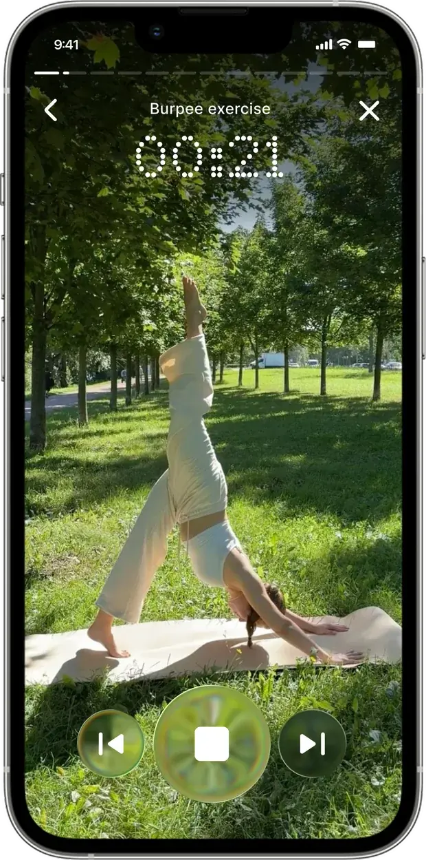 Workout player screen
